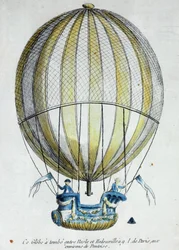 De ballon van Jacques Charles en Nicholas Robert gebruikt in hun vlucht vanuit de Jardin des Tuileries, 1 december 1783